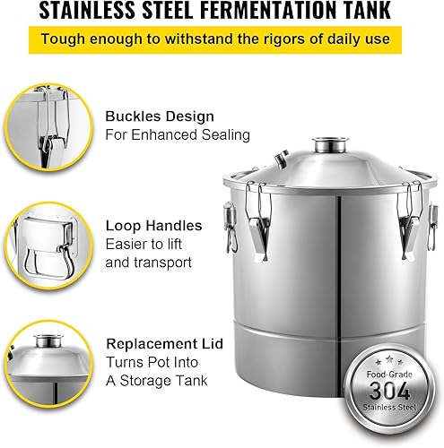 Miniatura 3 de Destilador de alcohol de acero inoxidable 304, kit para el hogar, caldera para hacer vino Moonshine con termómetro, capacidad de 30 litros