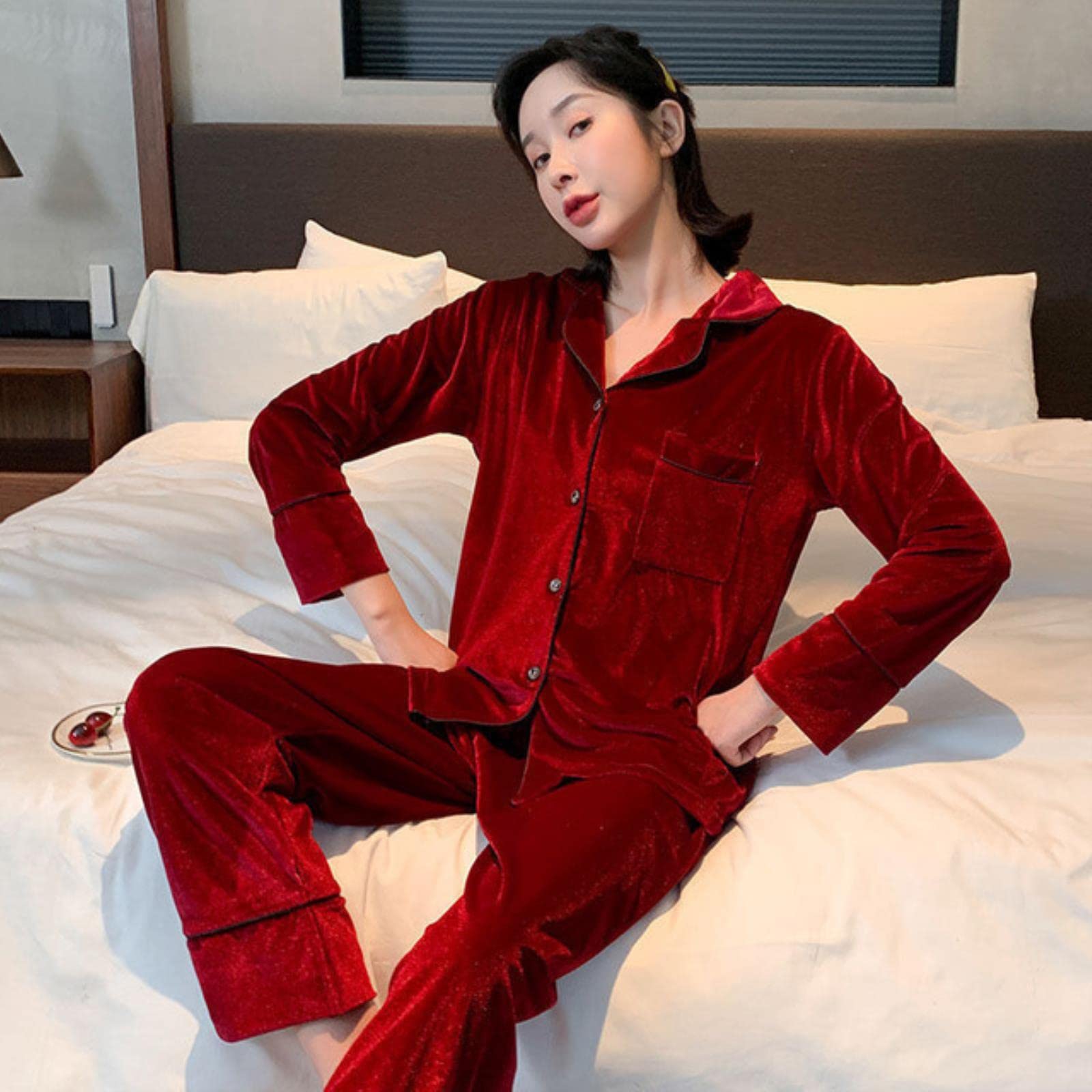 Pyjamas Nouvelles Femmes Home Vêtements Pyjamas Tops + Pantales Longue Lounge Portée Porte Vêtements Cardigan Cardigan