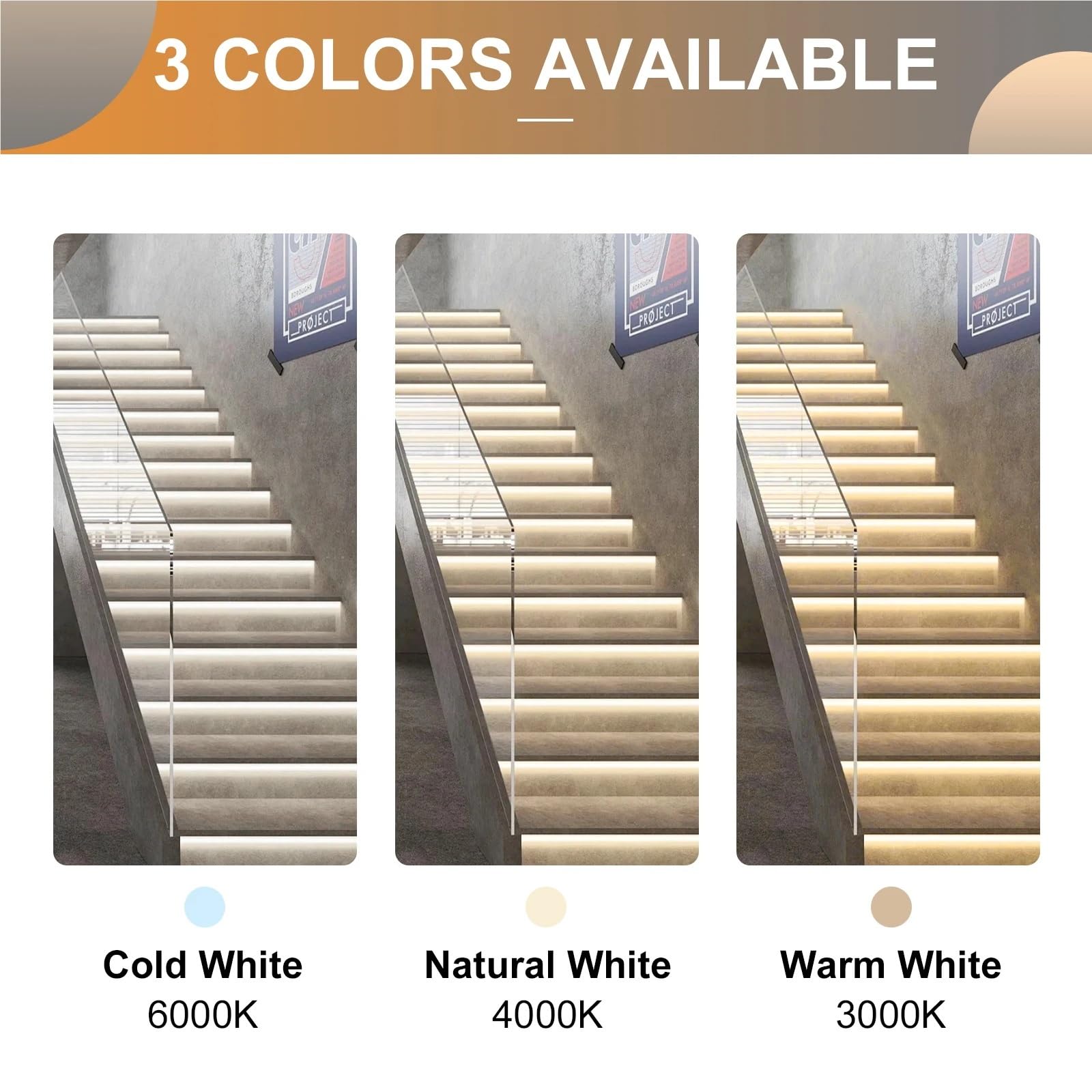 Stair LED Light Strip WiFi Tuya Motion Sensor Smart Step Lighting 1-30 Steps Easy Insallation Stairway Kit(3000K Dimmer Panel,For 13 Stair Steps)
