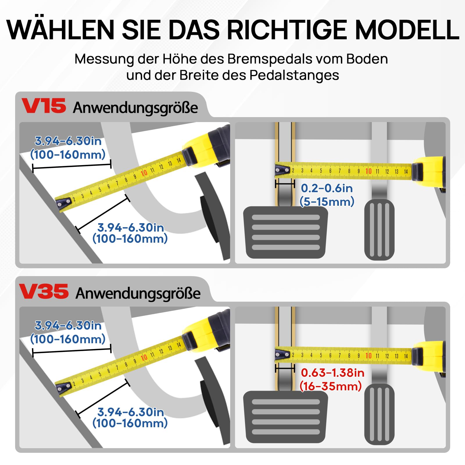 Pedalschloss Diebstahlsicherung für Auto Bremse Kupplung, Schwerer Edelstahl Wegfahrsperre, Bremssperre und Kupplungssperre für Auto SUV (V15)