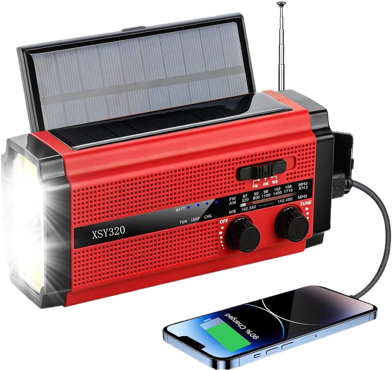 Solar Emergencyy Hand Crank Weather Radio | AM/FM Radios with SOS Alarm,3 Modes LED,5000mah Battery Operated Powered,for Storm Survival Gear