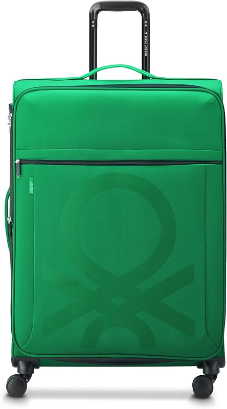 United Colors of Benetton Color Block Softside Expandable Luggage with Spinner Wheels, Green, Checked-Large 27 Inch