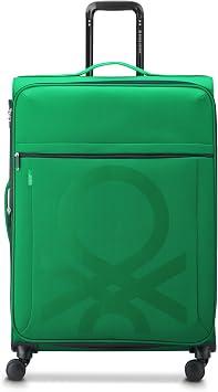 United Colors of Benetton Color Block Softside Expandable Luggage with Spinner Wheels, Green, Checked-Large 27 Inch