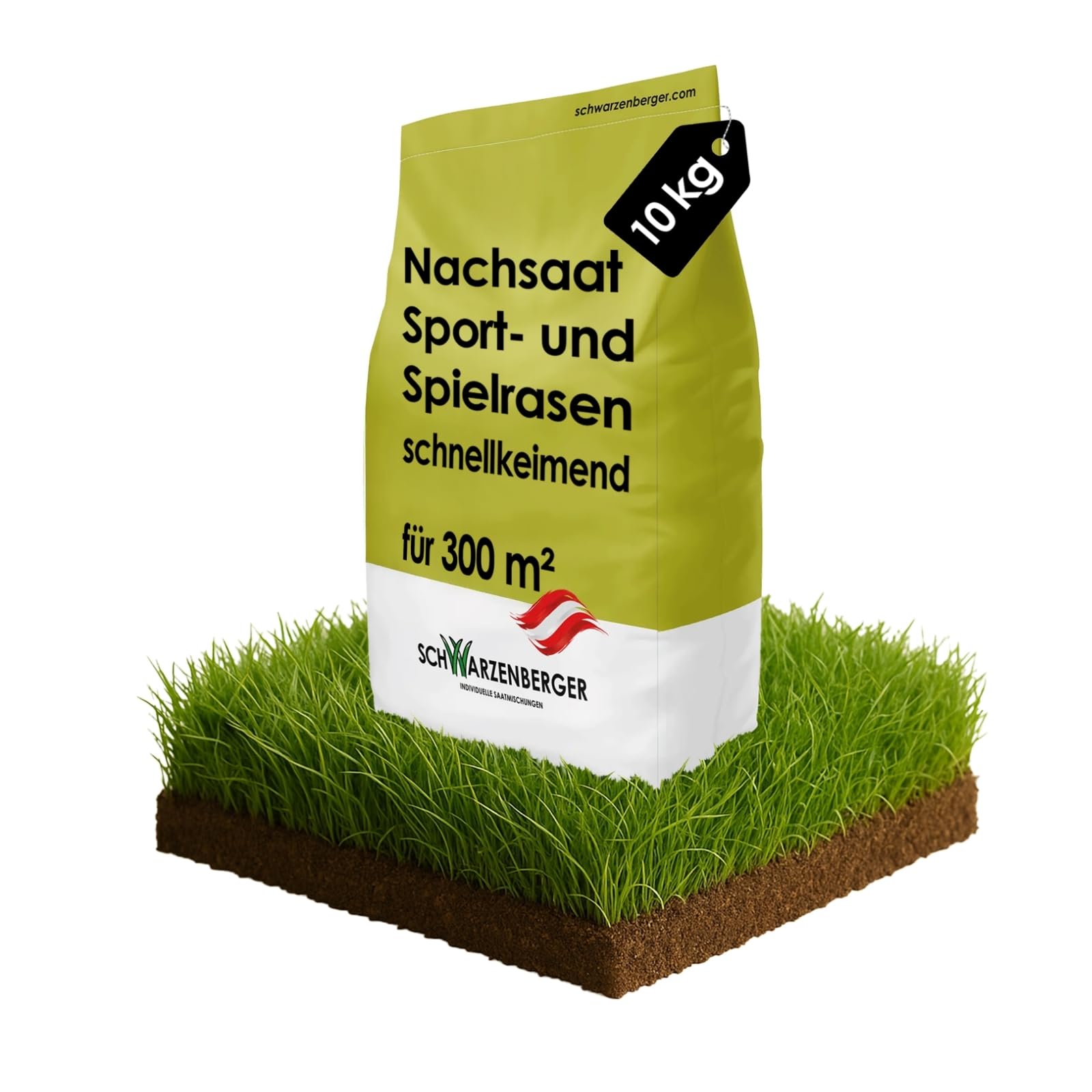 Samen Schwarzenberger I Nachsaat Rasensamen | 10 kg für 300 m² I schnellkeimend & pflegeleicht I für dichten, gleichmäßigen Rasen I Sport- & Spielrasen I verdrängt Moos & Unkraut