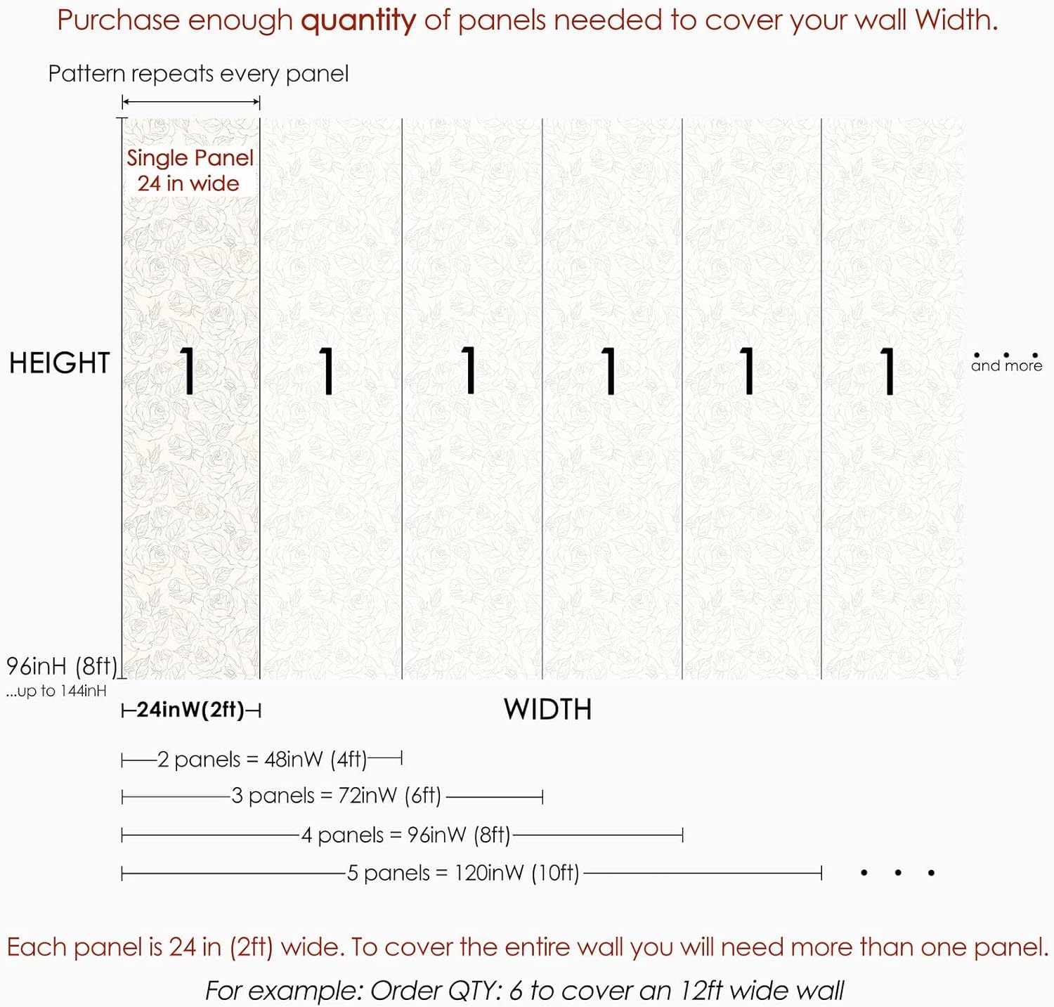 Boho Roses Wallpaper | Removable Self Adhesive Minimalistic Wallpaper | Floral Peel and Stick Mural (1 roll 24" W x 96" H)