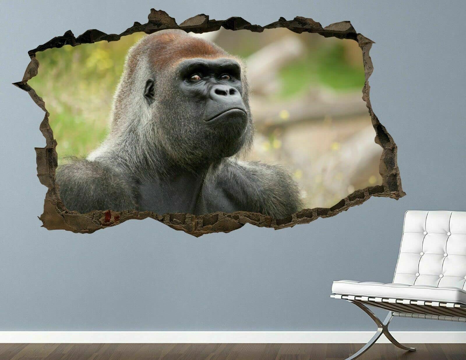 Adesivo Da Parete Gorilla Kawaii Per Cameretta – Riposizionabile, 3 Misure (15,30,45 Cm) – Decorazione Divertente Per Bambini