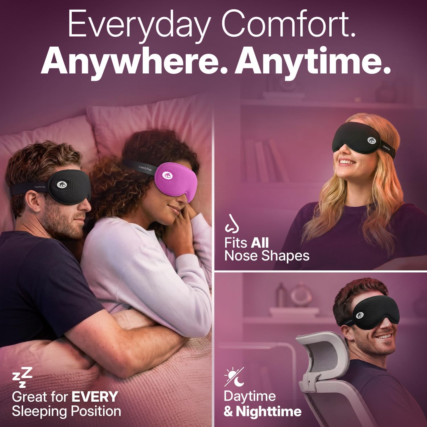 Eye Mask for Sleep with Ultimate Travel Case & Ear Plugs - DeepSpace™ Blackout Sleep Mask for Women Men, Side Sleeper Adjustable Eye Cover, Zero Eye Pressure, Memory Foam Eye Mask for Travel