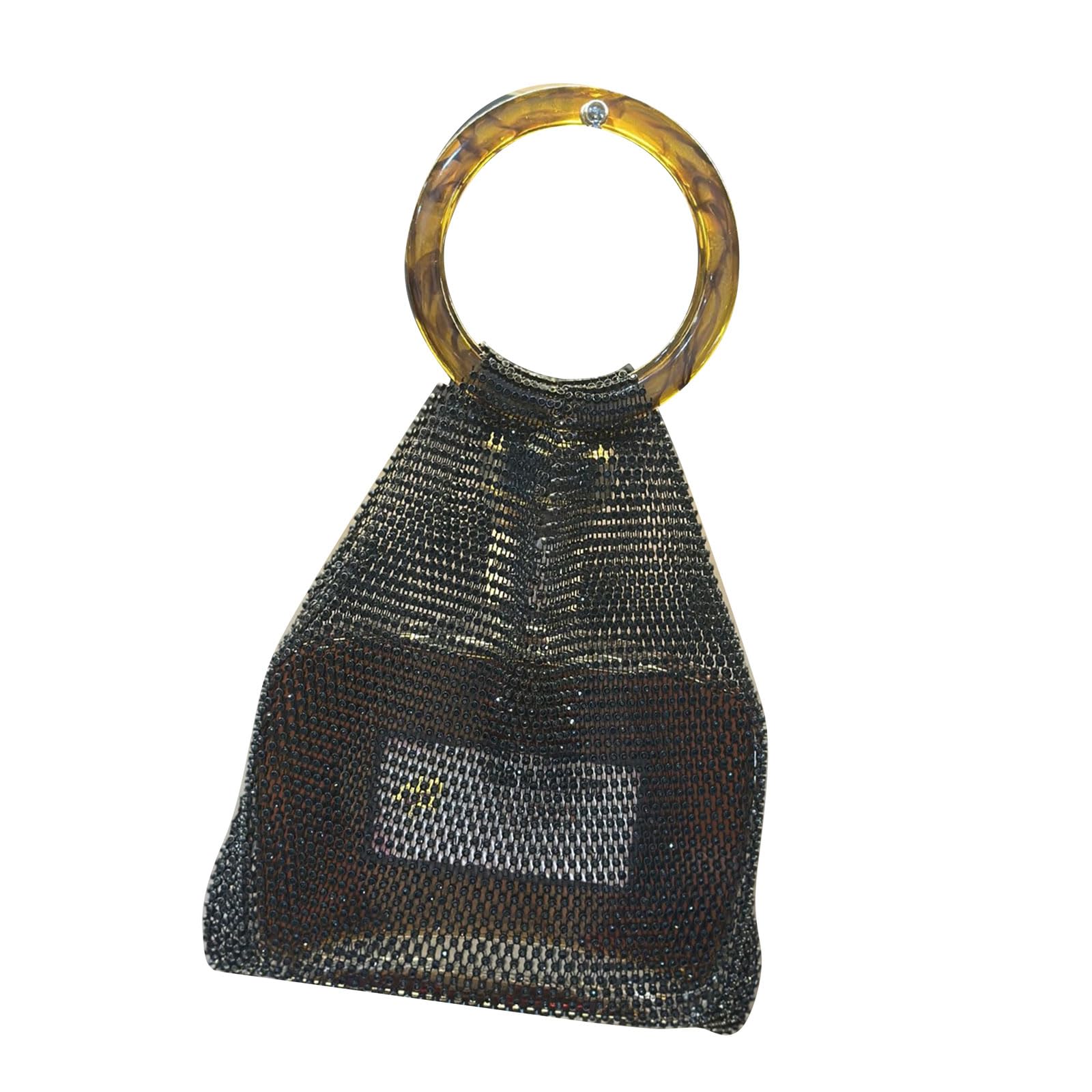 Kaeltsyn Secure Wine Bottle Bag with Resin Handle Spacious Organiser with Crystal Embellishment for Various Occasions Woven Bag