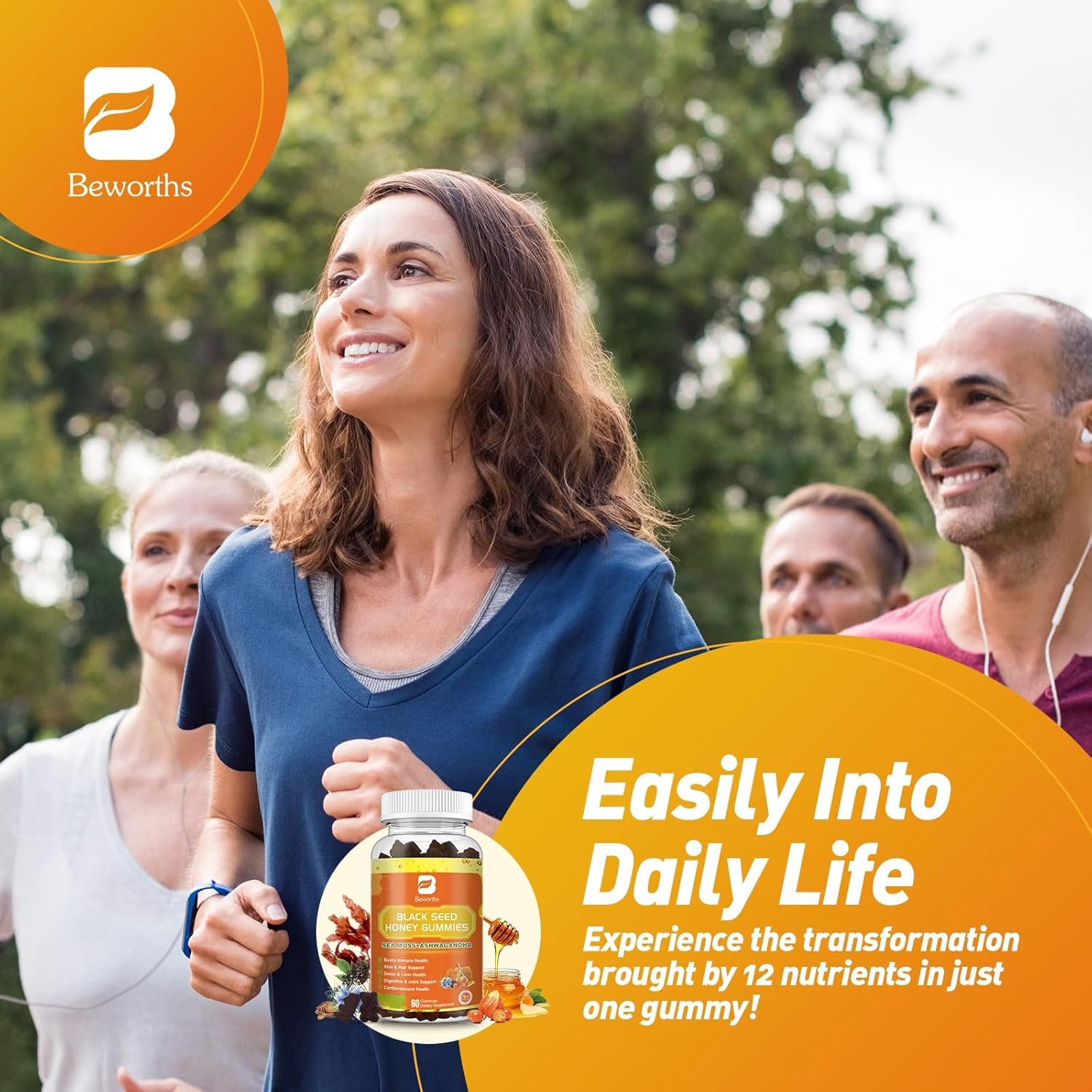 (2 Pack) Black Seed Oil Sea Moss Gummies with Ashwagandha, Burdock Root, Linden Honey, Elderberry, Turmeric, Vitamin C, D3 & Zinc - Supports Immunity, Joints, Digestion, Hair & Skin, Vegan Gummies 120