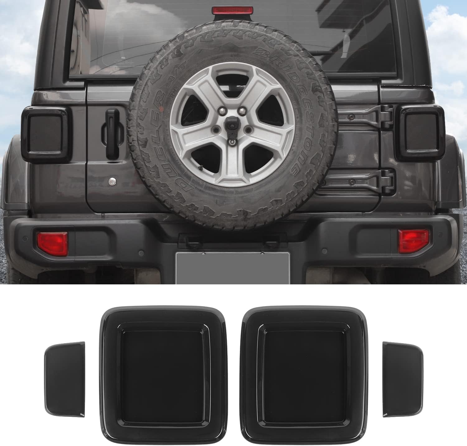 JL Tail Light Lamp Covers, Smoked Rear Light Guards Compatible with Jeep Wrangler JL 2018-2025 (Fit for Halogen Lamp Version)