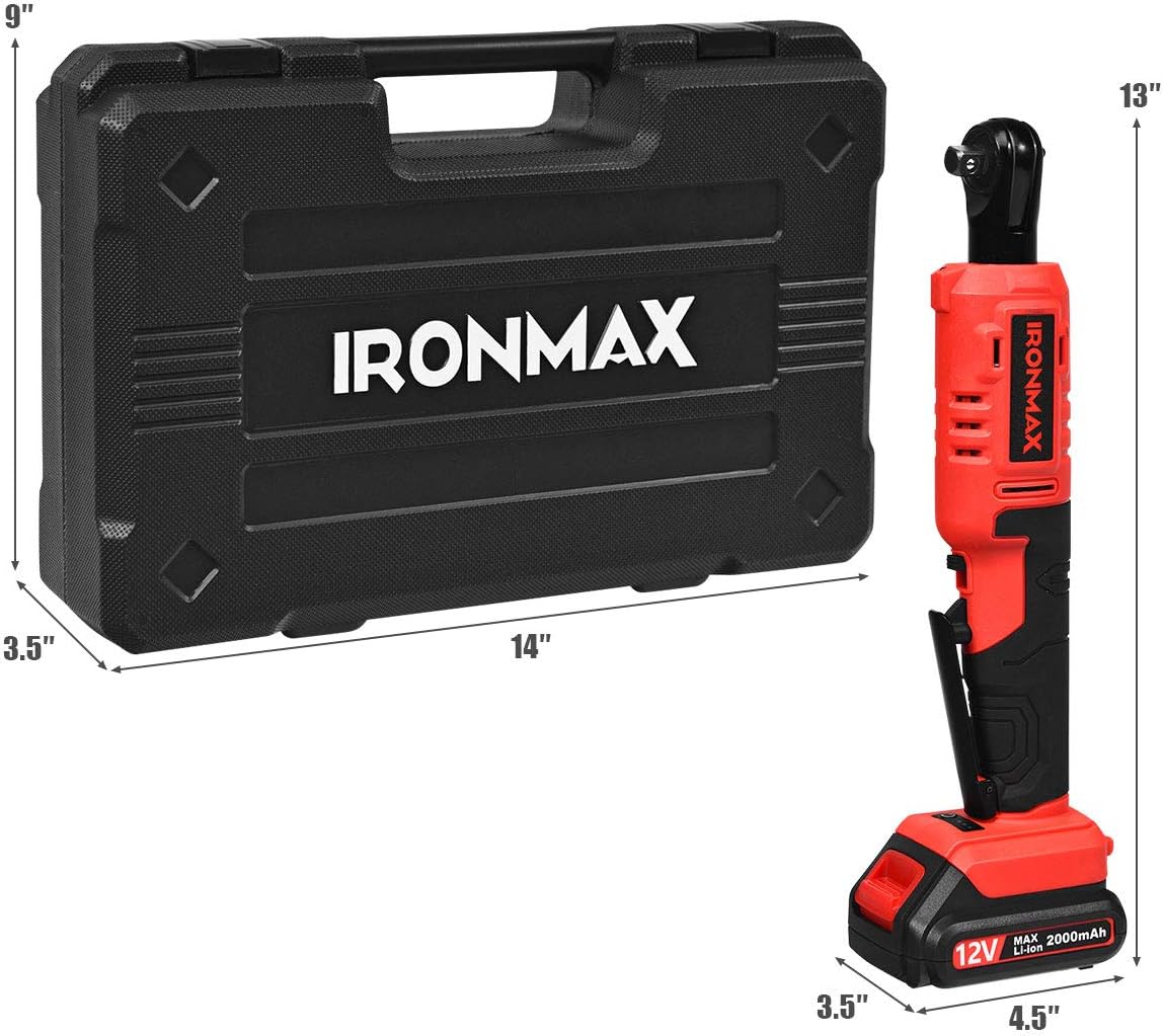 Up To 40% OFF Goplus Electric Cordless Ratchet Wrench Set, 12V 3/8’’ 45 N·m Power Ratchet Wrench Tool Kit w/ LED Light, 2 Packs 2.0Ah Lithium-Ion Battery, Fast Charger, 7pcs Sockets and 1/4 Socket Adapter