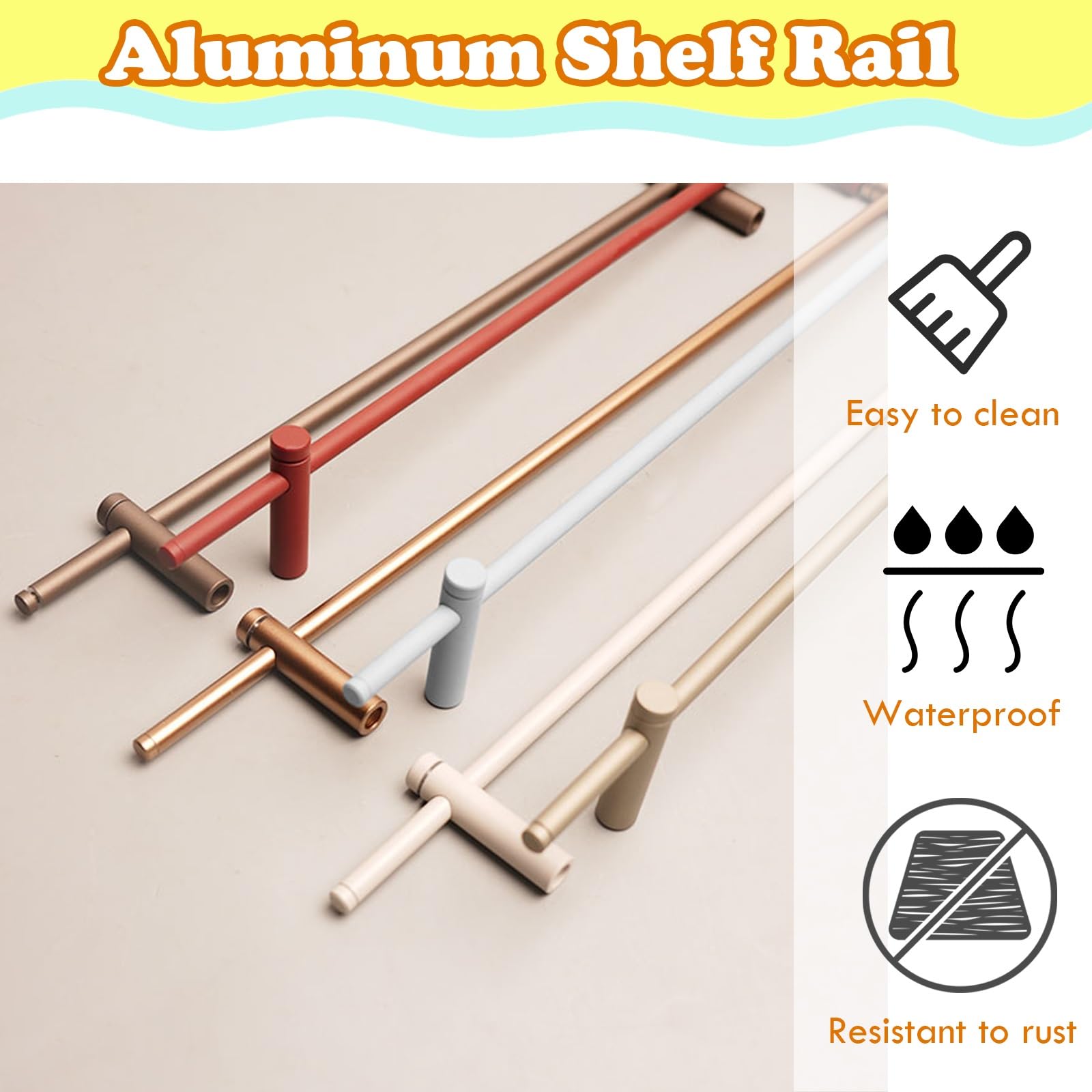 Aluminiowa szyna do półek, 12 sztuk, 91 cm RailiBer do kuchni, kabiny i butów, Rac ochrona przed upadkiem, obudowa RoStopper i Sto Solut
