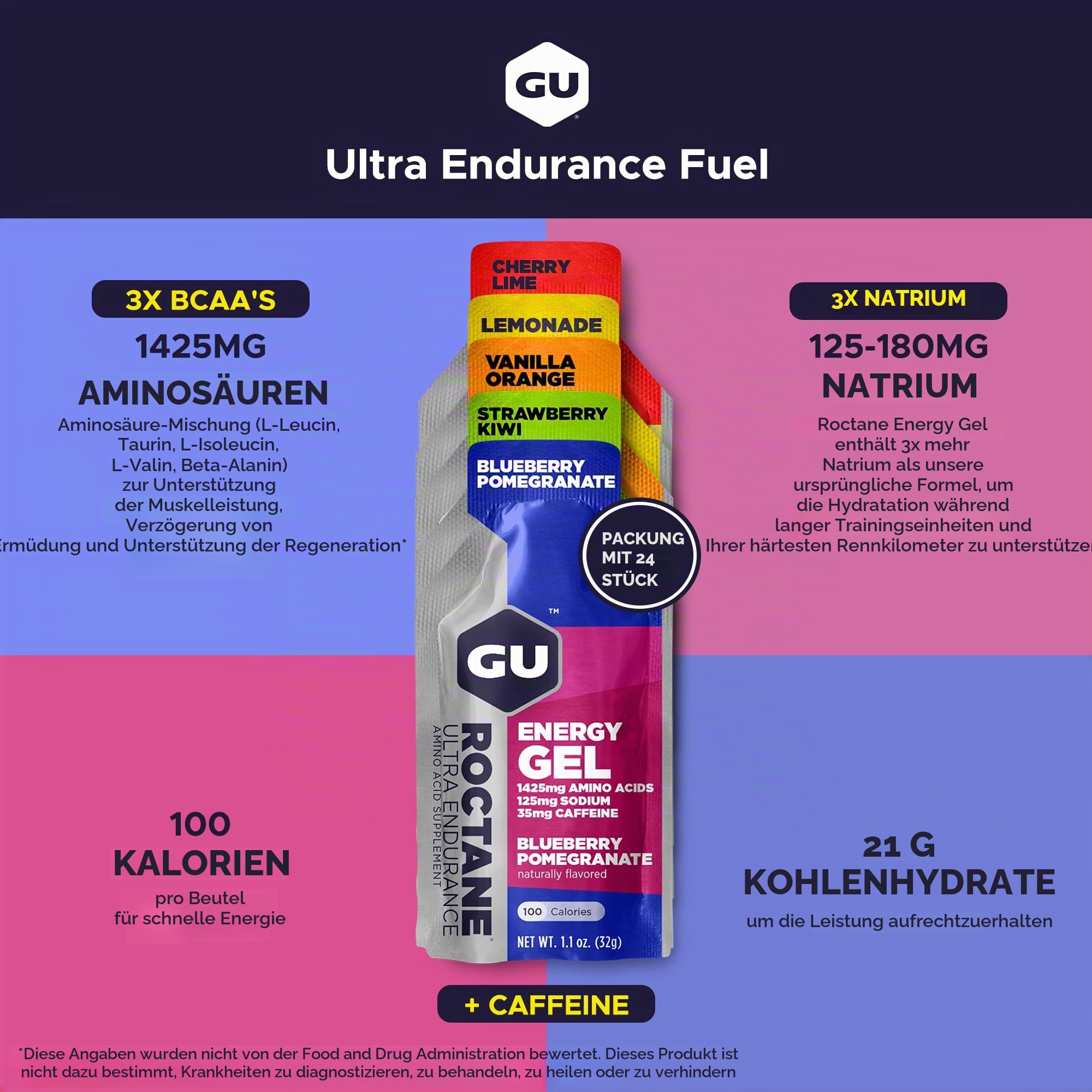 GU Roctane Ultra Endurance Energy Gel, Assorted Flavors, 24-Count