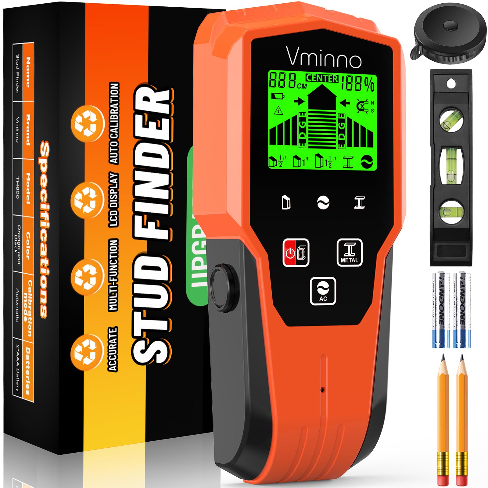 Stud Finder Wall Scanner Kit, 6 in 1 Electronic Wall Stud Finder Tool with Upgraded Smart Sensor, Wall Scanner with HD LCD Display and Audio Alarm for Wire and Water Pipe