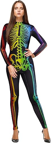 KatchOn Body de esqueleto multicolor - Disfraz de Halloween para mujer
