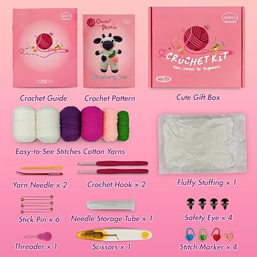 Miniatura 2 de SGIBYN Kit de ganchillo para principiantes con tutoriales en video paso a paso, kit de animales de peluche de ganchillo para principiantes para