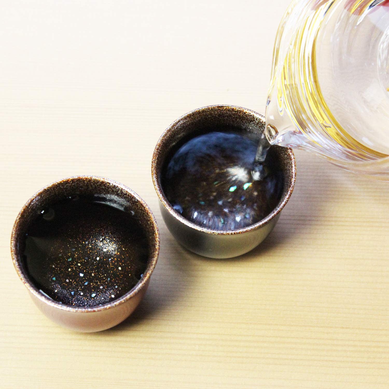 Kasyou Studio 華正工房 うるしけんこう盃 波千鳥 (木合素地 錫 銀梨子地加工 / 50ml) お猪口 ぐい呑み 盃 (日本製/高級 加