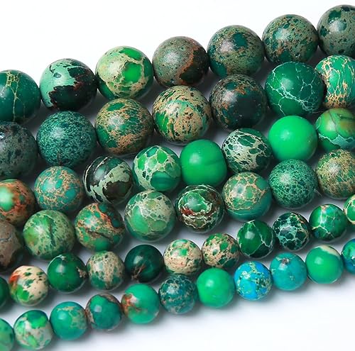 Miniatura 19 de Cuentas sueltas redondas de gemas naturales, cuentas de cristal de piedra energética para hacer joyas 15" (Cristales de cuarzo de fresa, jades, 6MM)