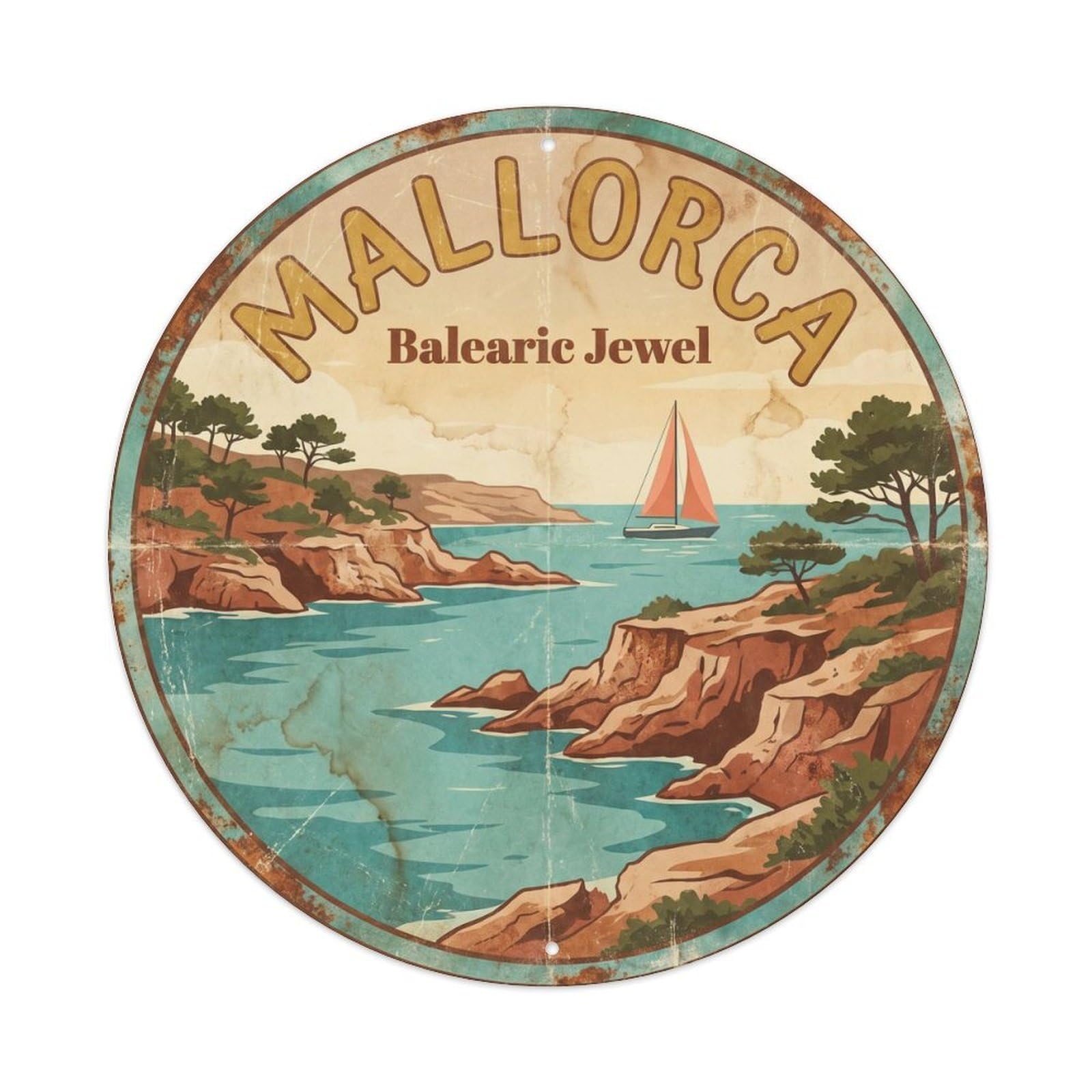 Vintage Travel Mallorca Island Beach Metal Tin Sign Plaque