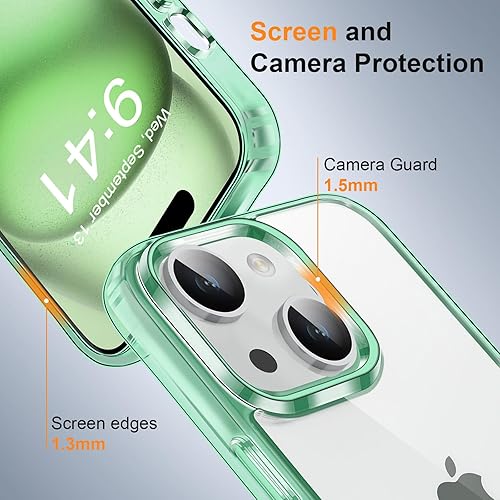 Vista 29 de MOCCA Funda transparente compatible con iPhone 15, no amarillea, compatible con carga inalámbrica, delgada, a prueba de golpes, transparente, a