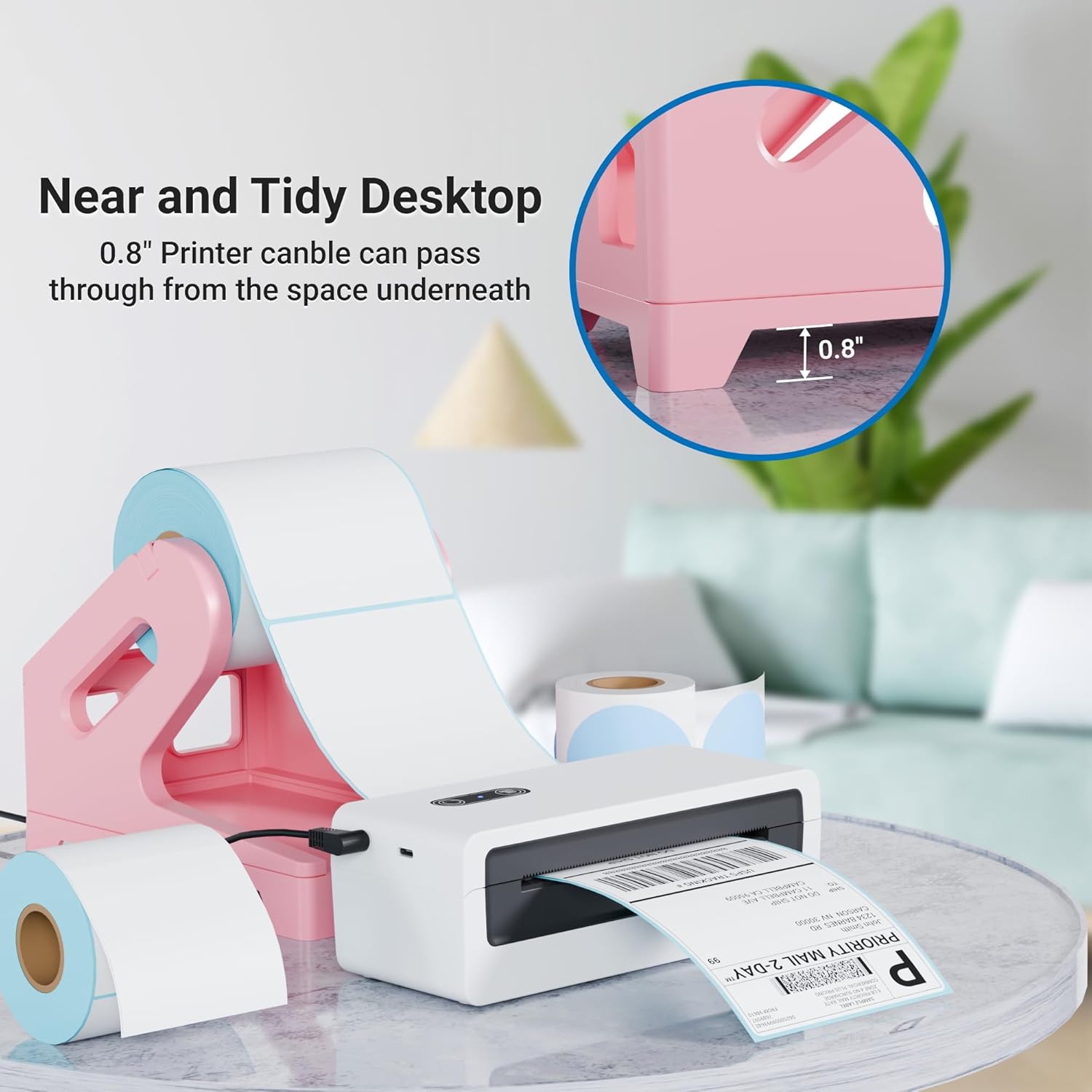 Jiose Label Holder for Thermal Printer - Compatible with 4x6 Rolls and Fan-Fold Thermal Labels - Shiping Label Holder (Pink) - Image 7