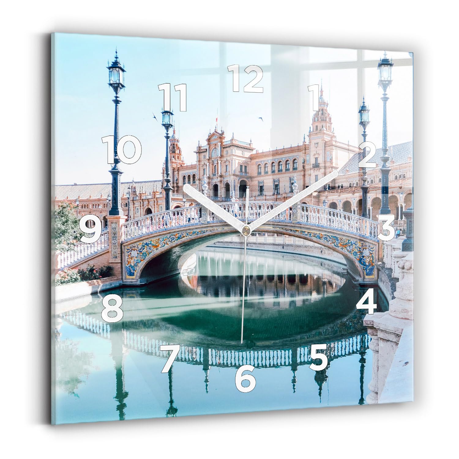 Horloge de qualité supérieure Wallfluent 30x30 cm au design carré contemporain