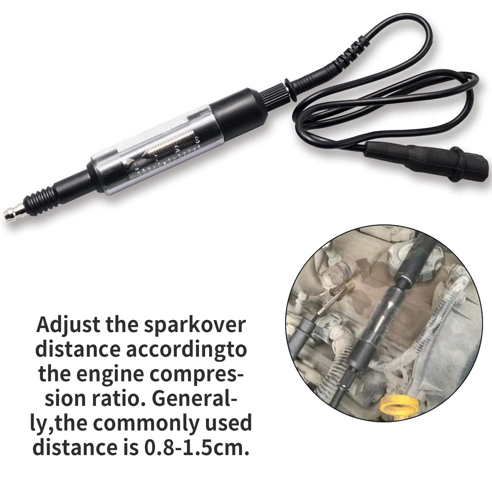 NIYATA Tester di Accensione, Tester di Candele di Accensione,Con Cavo,Tester Candela del Motore di Auto,per Motociclette,Camion,Falciatrici per Erba,Nero