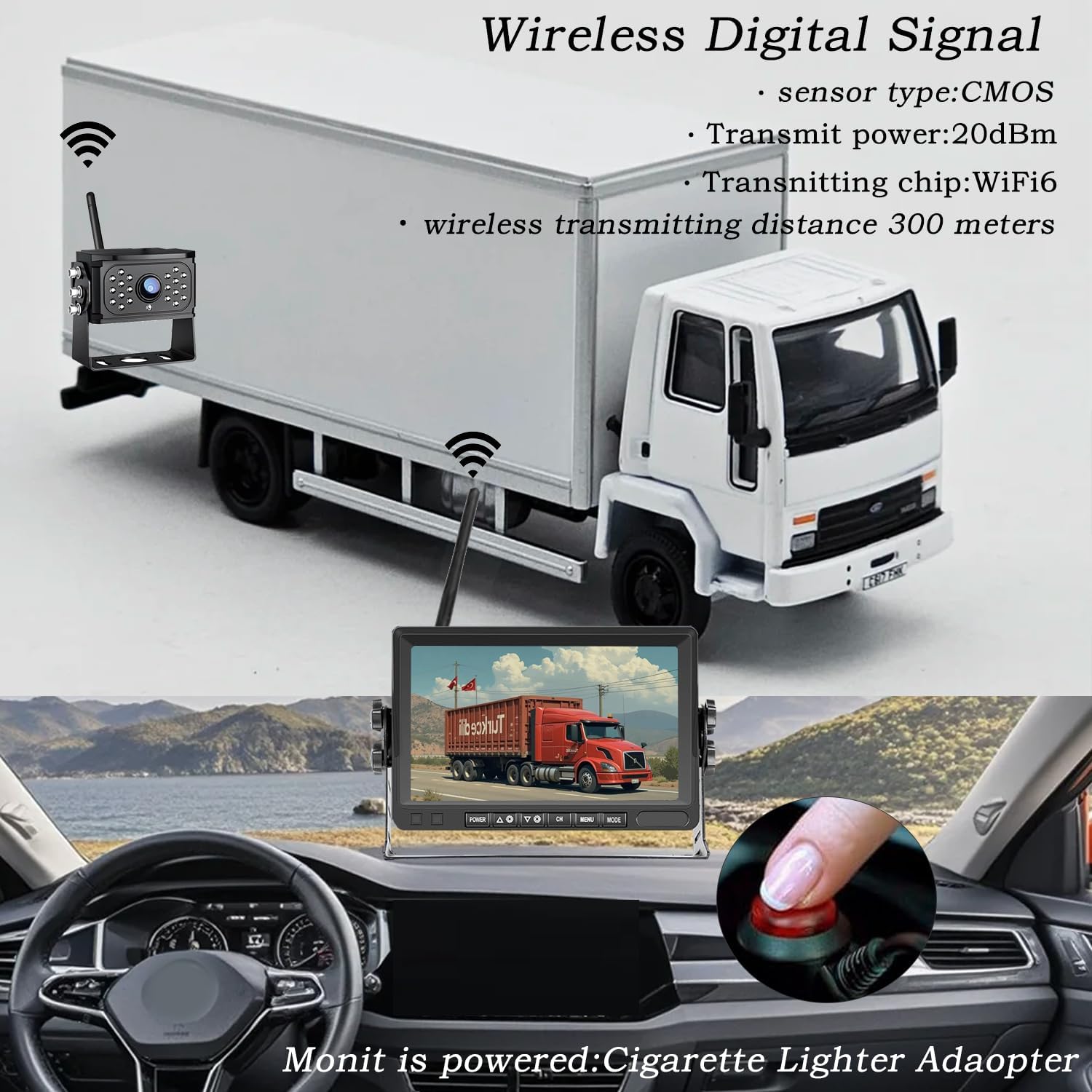 Backup Camera Wireless Plug and Play: Pre-Wired for Furrion System Recording Wide View Rear View Camera Clear Night Vision HD 1080P 7inch Monitor for Trailer Camper Motorhome (1 Camera)