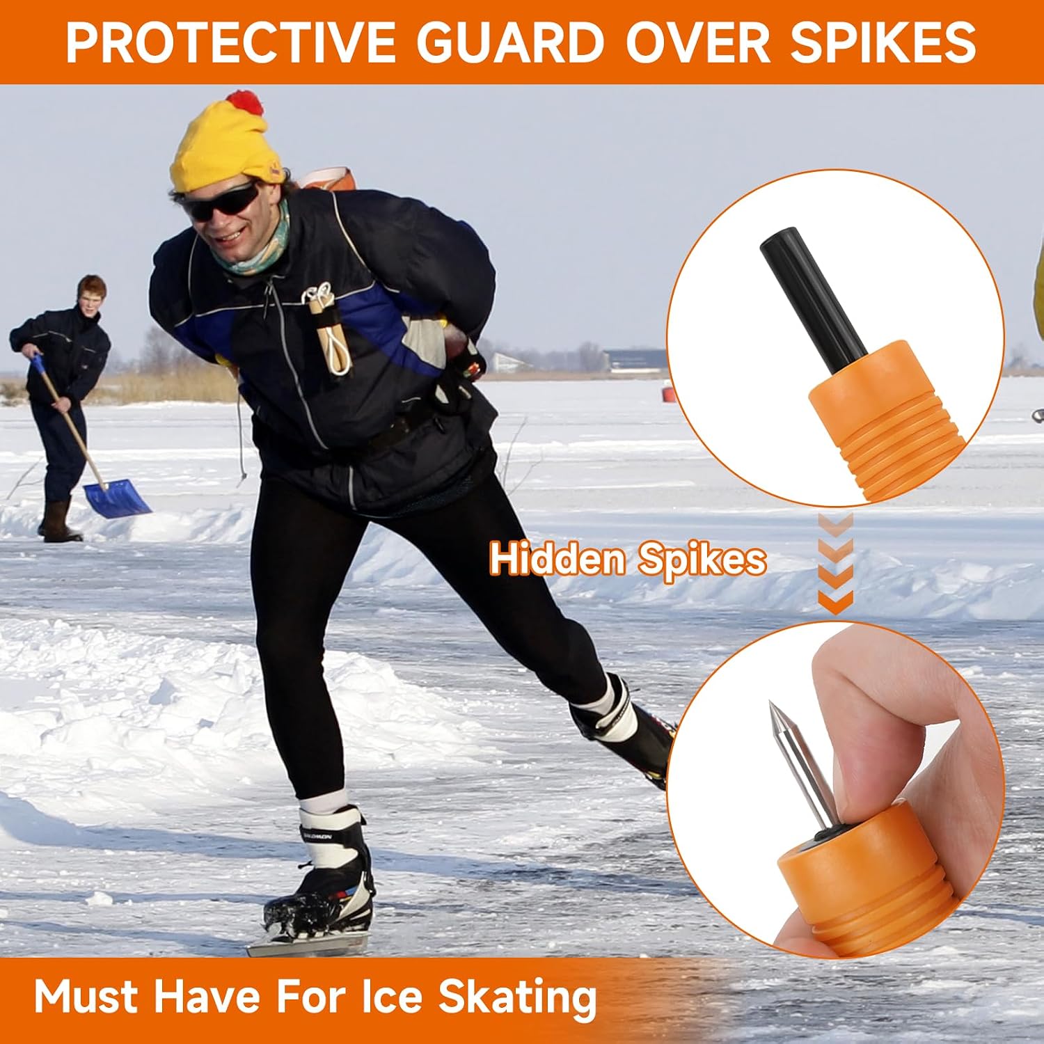 SANLIKE Retractable Stainless Ice Picks Skimmer Winter Ice Fishing Tool Set | Retractable stainless ice picks, slush skimmer, anti-slip cleats warning whistle, all-in-one ice fishing gear