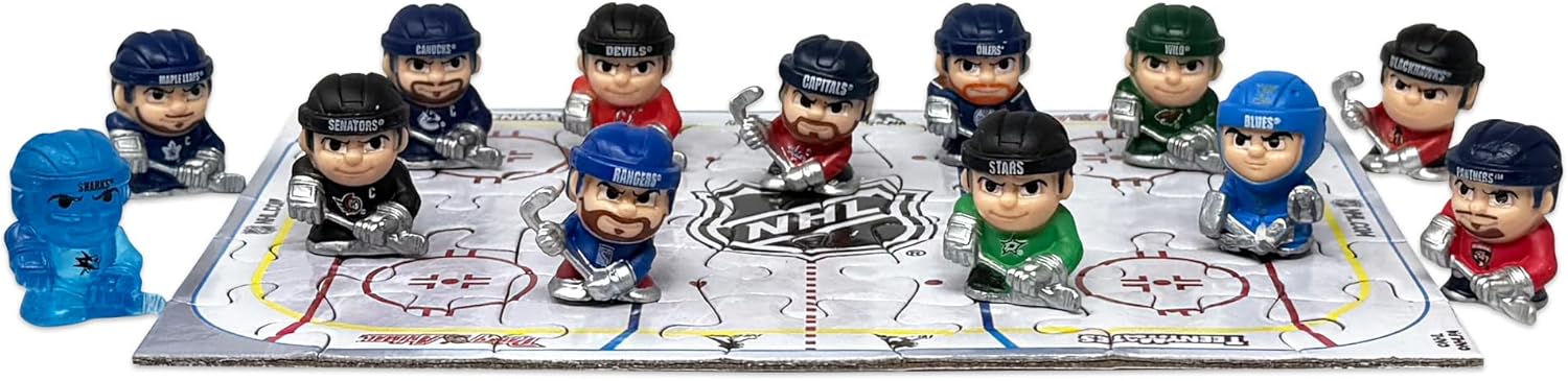 TeenyMates NHL Hockey Action Figures Gift Set with Hockey Rink Puzzle and 12 TeenyMates Figures