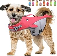 Vista 1 de Vivaglory - Chaleco salvavidas para perro de estilo deportivo, chaleco salvavidas ajustable en forma de ballena para perros pequeños
