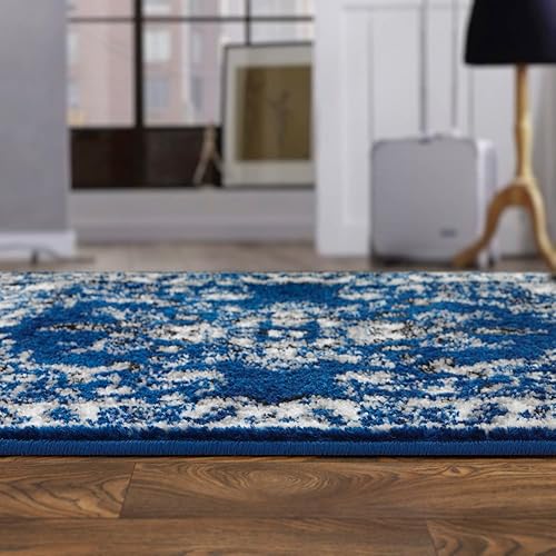 Vista 143 de Antep Rugs - Alfombra oriental de 6x9 con medallón tradicional para interior Siesta (beige negro, 6 pies 7 pulgadas x 9 pies)