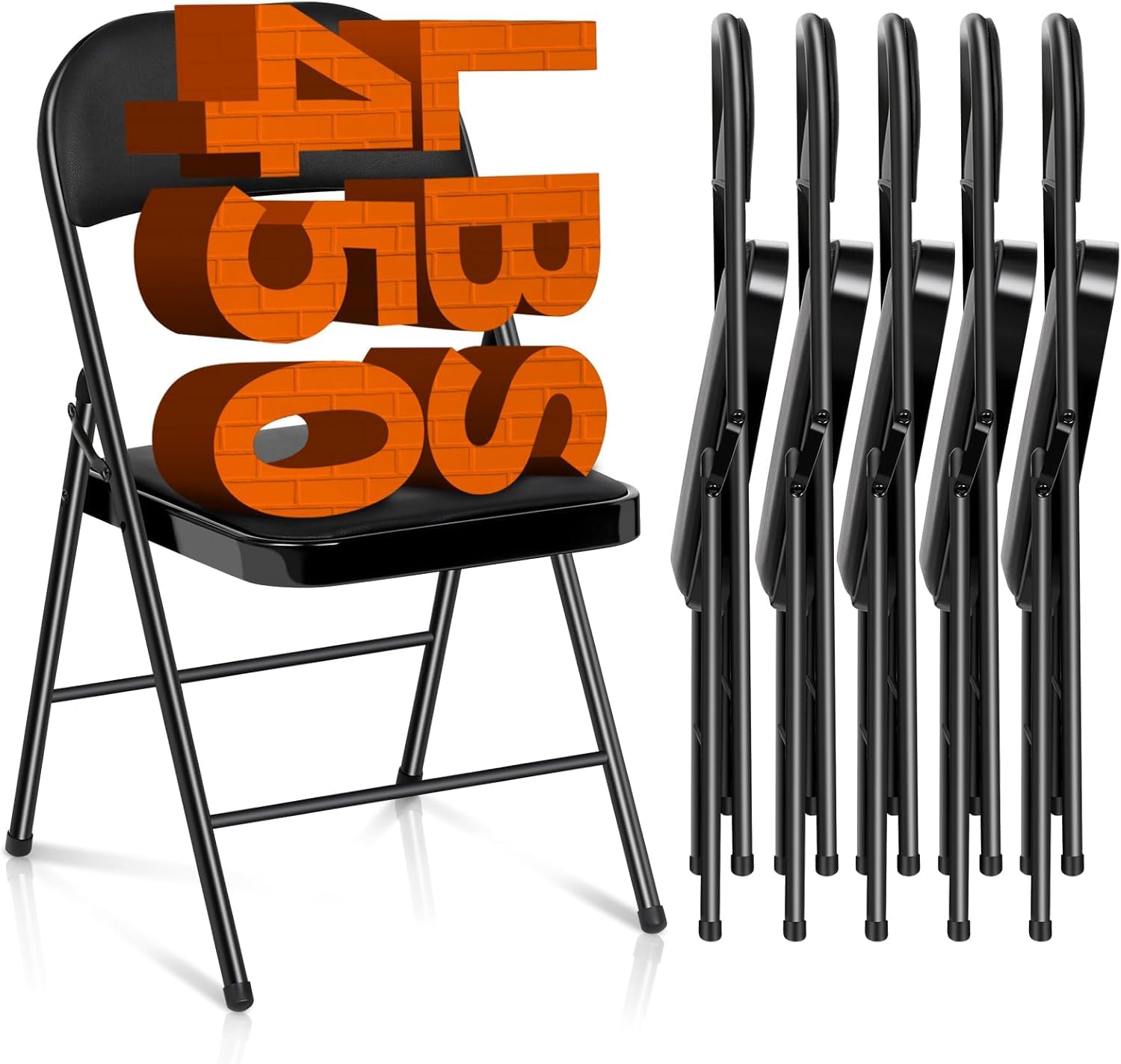LUCKPRO 6 Pack Folding Chairs with Padded Cushion and Back, Heavy Duty Metal Foldable Chairs, 450lb Capacity Comfortable Seats for Indoor/Outdoor