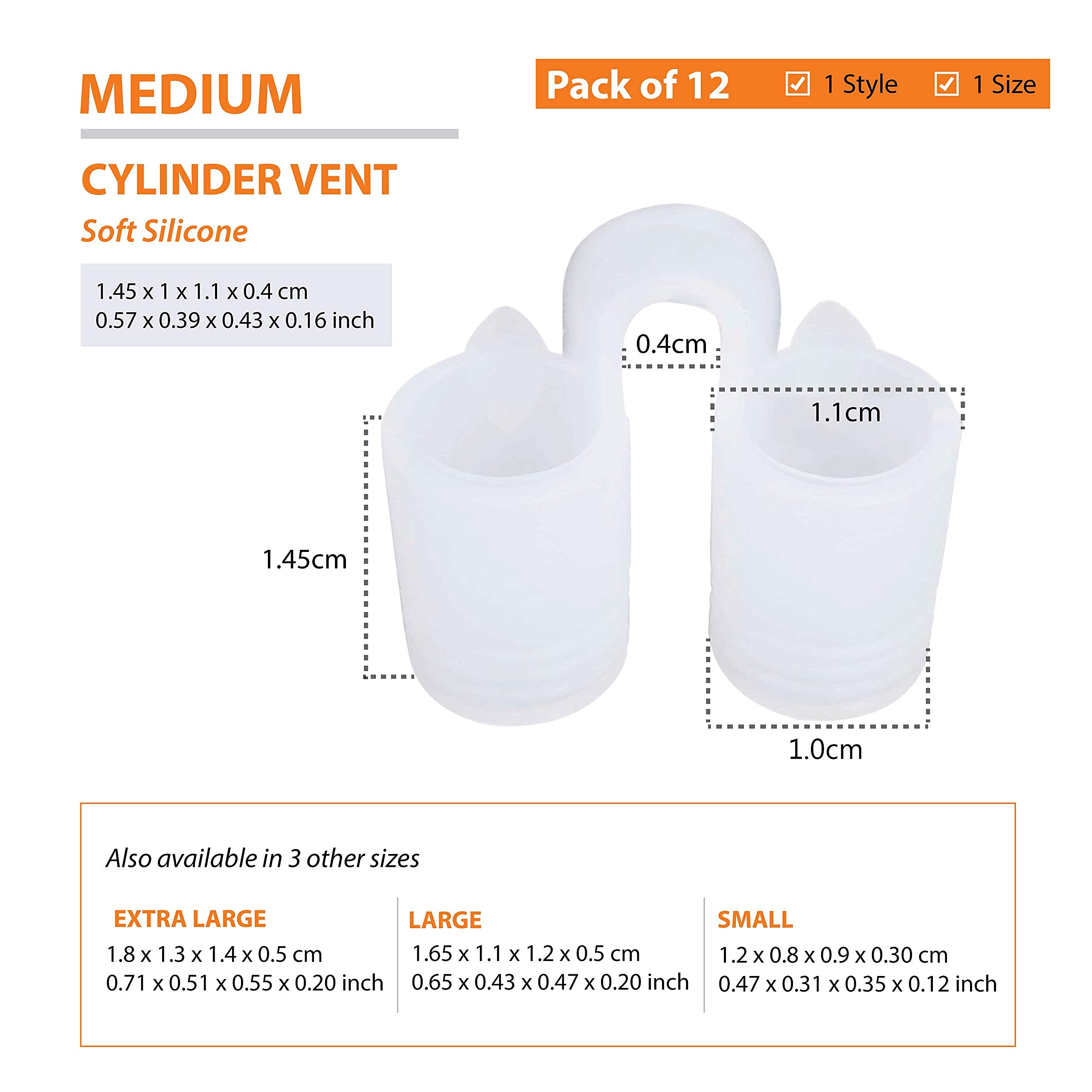 Nose Vent Sinus Relief Dilator (Pack of 12 Medium Size) Soft Silicone