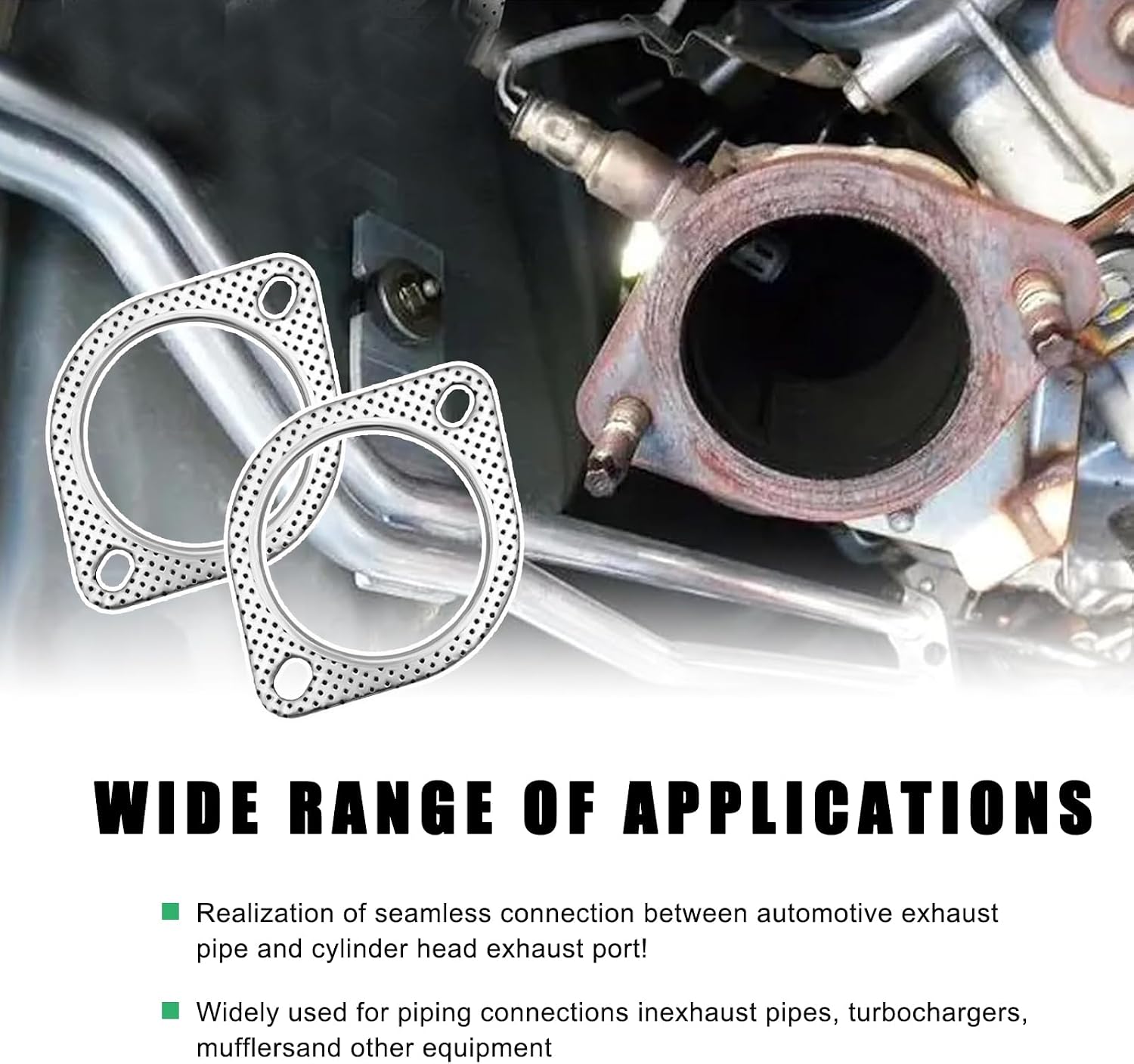 Ohleats 2 PCS Car Exhaust Gasket, 3 Inch 2-Bolt Exhaust Pipe Flange Gasket, Car Accessories (3 Inch)