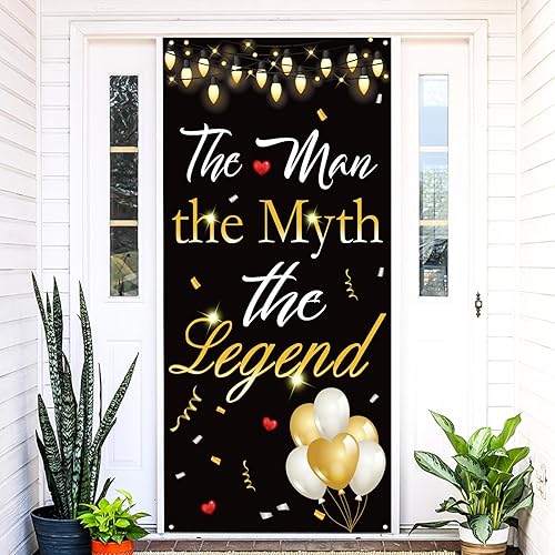 Labakita Cartel para puerta de The Man The Myth The Legend, decoración de cumpleaños para hombre, pancarta de feliz cumpleaños para papá, decoración