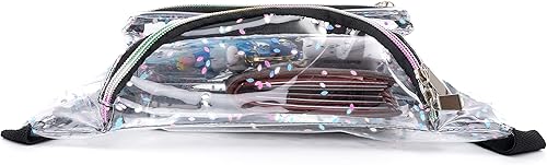 Miniatura 4 de Riñonera holográfica de grava, color plateado, dorado, rosa, morado, para mujeres, festivales, rave, fiestas, viajes, Pétalos multicolor