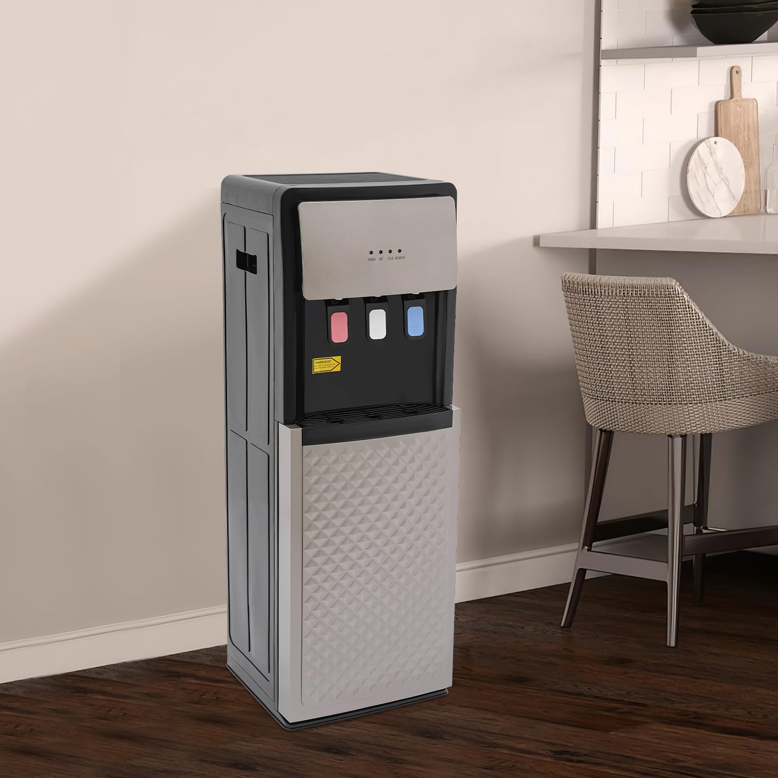 Bottom Loading Water Cooler Dispenser for 5 Gallon Bottles, Cold & Hot Room Water Cooler Dispenser Lower-Loading Water Cooler with 3 Spouts-Hot(85-95?/185-203?), Cold(5-10?/41-50?) (Silver Grey)