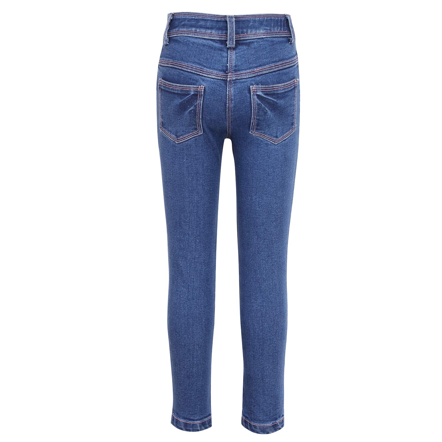 Cutecumber Girls Cotton Rich Denim Jeans – Pink Flamingo & Star Embroidery, Tapered Fit Stylish Casual Outfit for Baby Girls & Kids (Age 1–15 Years) 1
