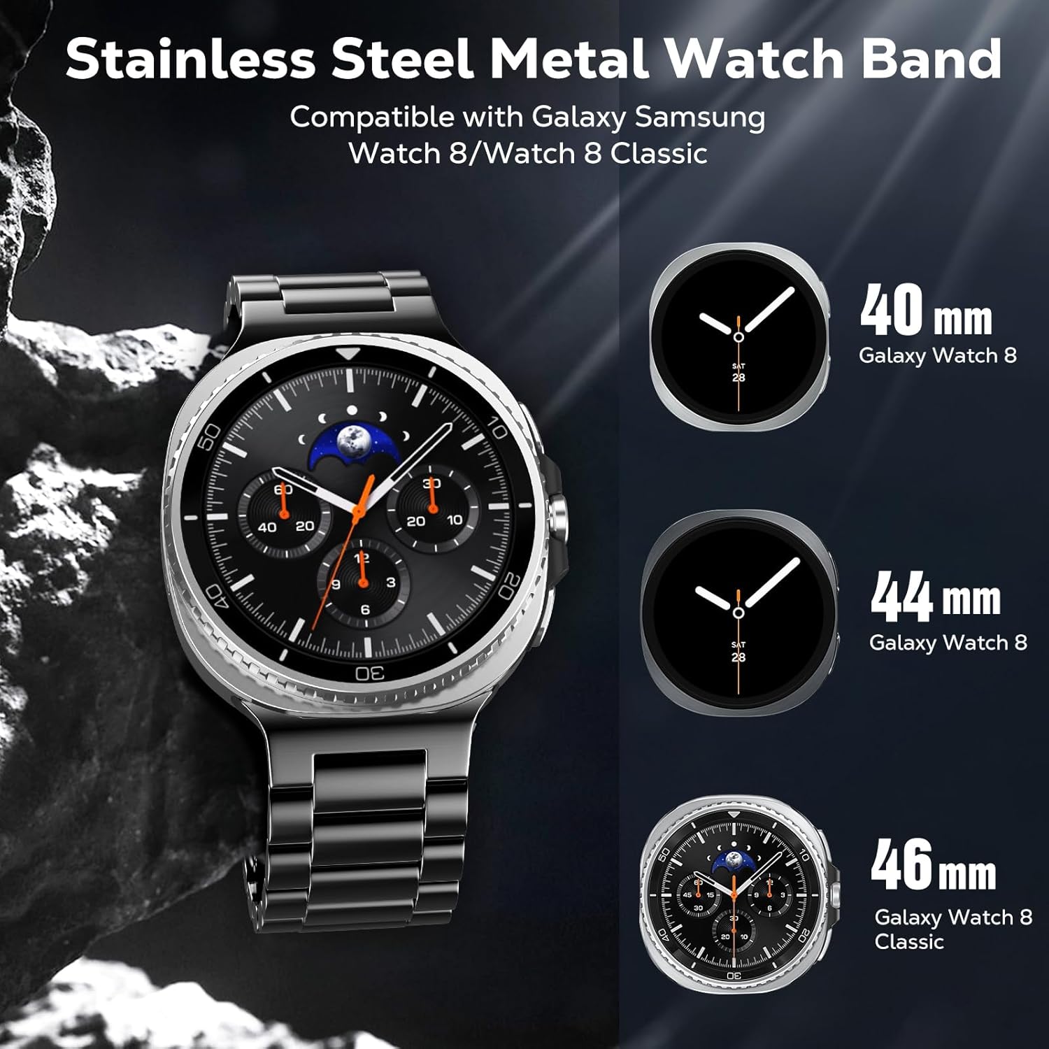 TiMOVO Metal Bands Compatible with Samsung Galaxy Watch 8 40 mm 44mm/Galaxy Watch 8 Classic 46mm (2025), No Gap Stainless Steel Replacement Strap for Men Women - Image 2