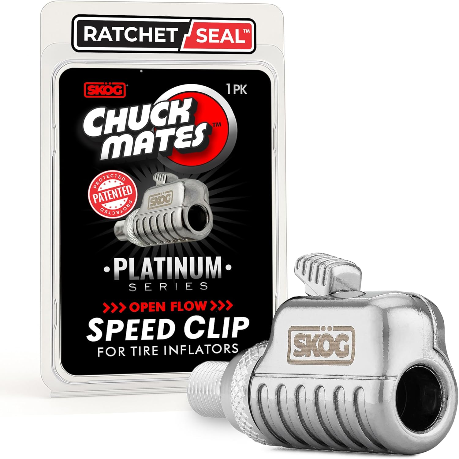 Chuck Mates™ Platinum (1 Pack) Quick-Connect with Patented RatchetSeal™ Technology for Tire Inflators Open-Type