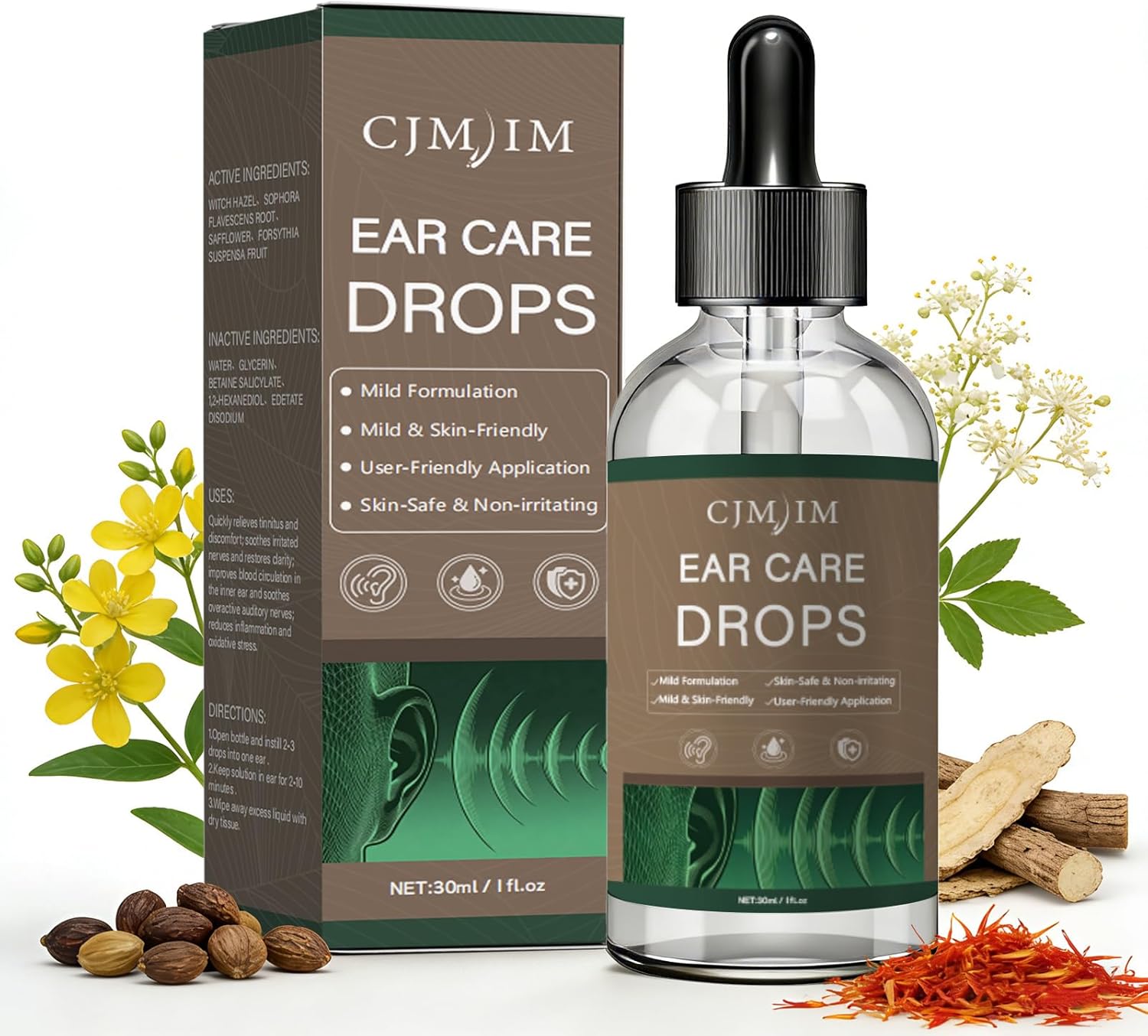 Ear Care Drops with Botanical Extracts, Gentle Formula for Daily Ear Hygiene - Helps Soothe and Cleanse Outer Ear, Supports Comfort After Water Exposure, Easy-to-Use Dropper for Adults (02)