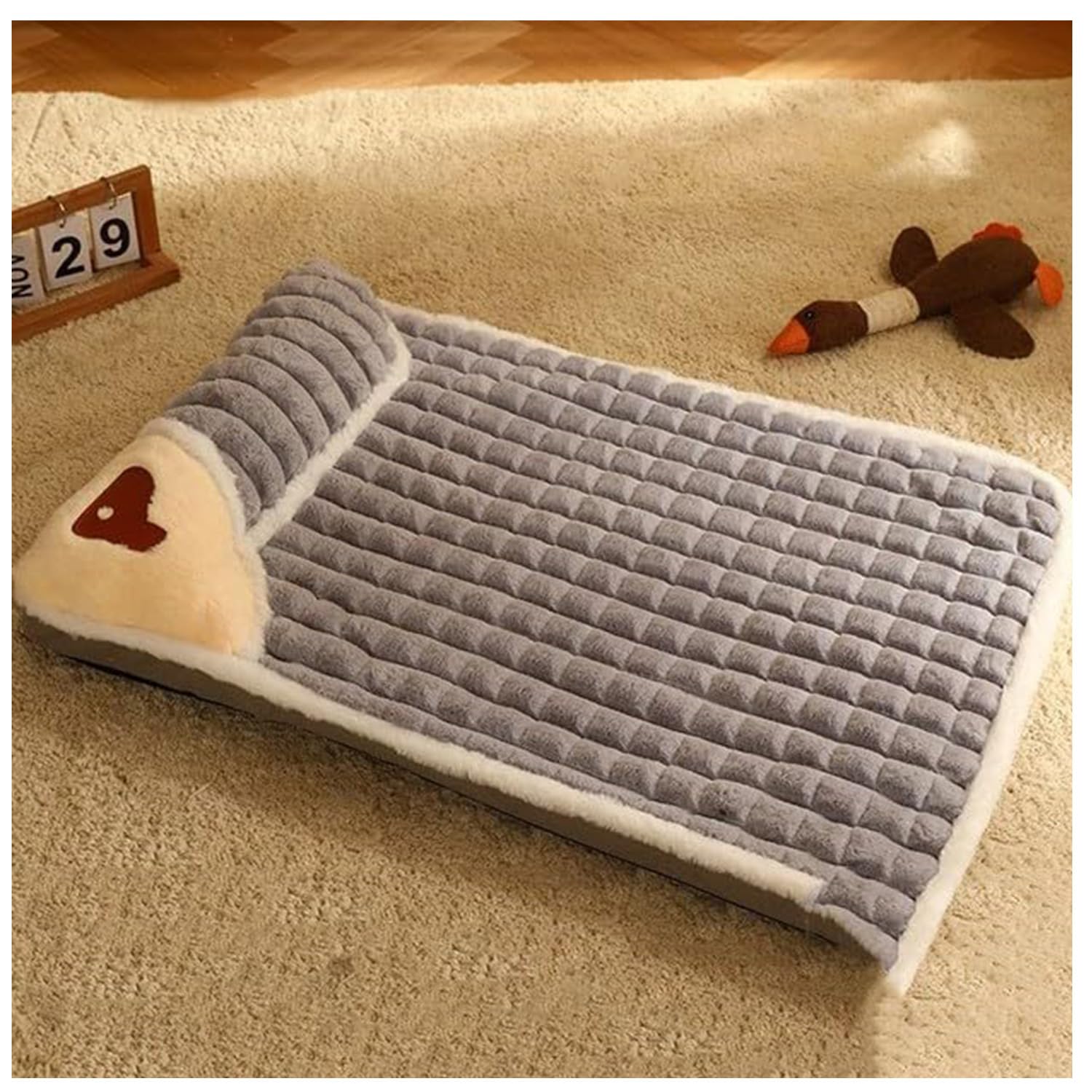 Generisch Orthopädisches Hundekissen für Kleine & Mittelgroße Hunde - Waschbar, rutschfest mit Hohem Rand - Abnehmbarer Bezug (Braun, S: 50×35 cm)