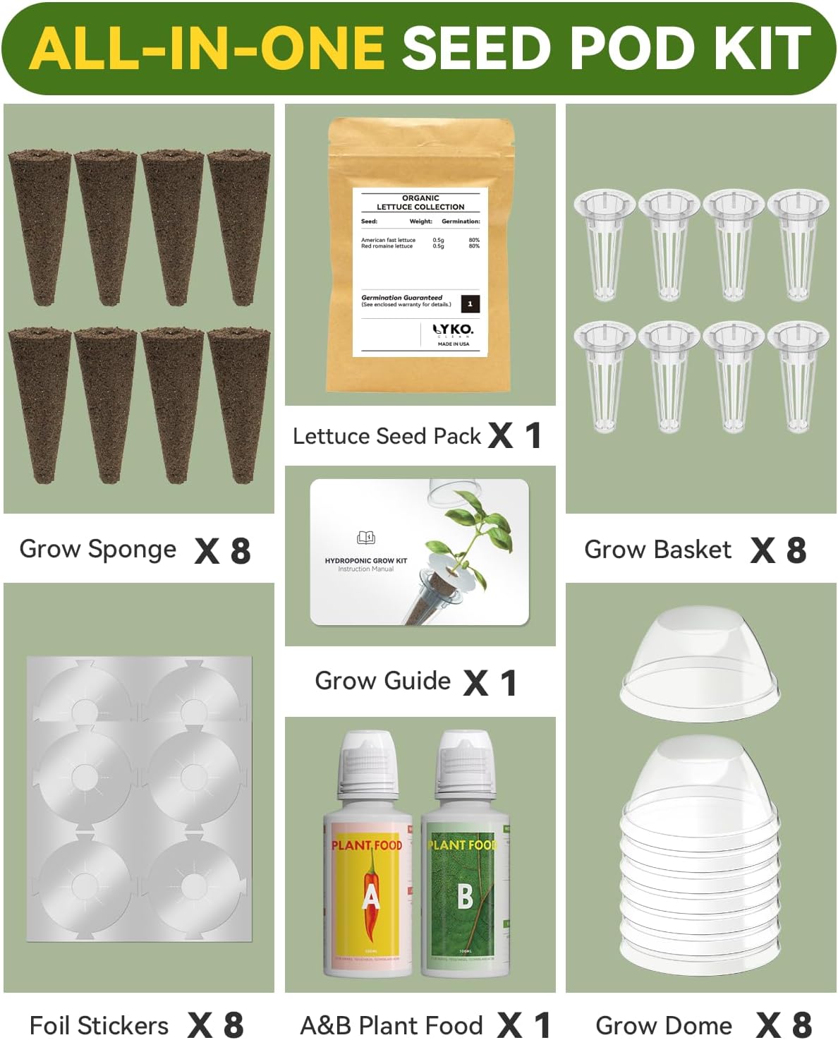 Salad Green Seed Pod Kits for AeroGarden Ahopegarden, iDOO Hydroponics Growing System Indoor Herb Garden, 400+ Seeds, Including American Fast Lettuce, Red Romaine Lettuce(8-Pods) - Image 3