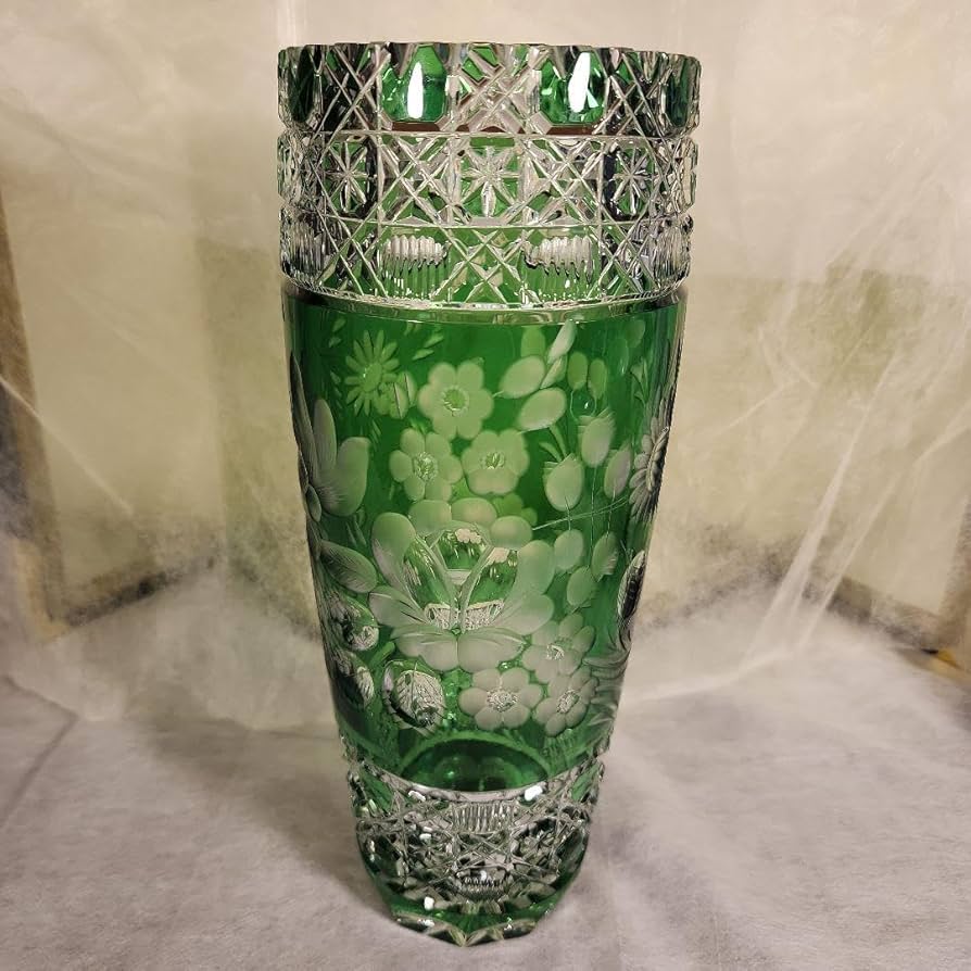 マイセンクリスタル　花瓶　切り子 新品未使用】マイセン花瓶 フラワーレッド 一輪挿し マイセン