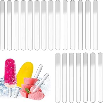 40pcs Acrylic Sticks,4.5 Inch Reusable Ice Cream Sticks, Ice Cream Sticks, Cake Molds, Mini Ice Cream Sticks, Cake Sticks, for Homemade Ice Cream, Cakes, Desserts, DIY Art Transparent