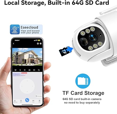 Miniatura 7 de Cámara de seguridad celular 4G LTE, sin cámara de seguridad WiFi para exteriores inalámbrica alimentada por energía solar, tarjeta SIM incorporada,