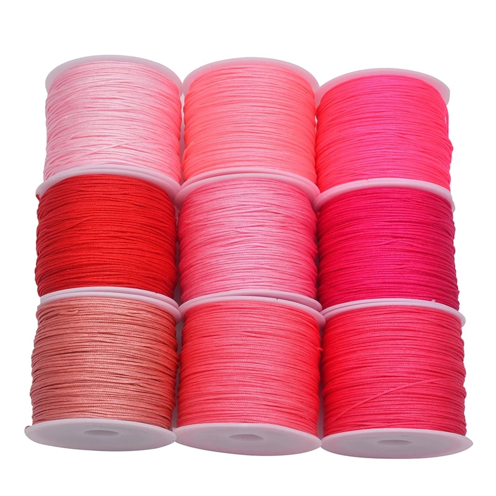 Elastyczny sznurek do bransoletek 20 rolek nylonowy 50 jardów 0.8mm pleciony satynowy tworzenie biżuterii frezowanie szycie naszyjników Craft(Rose Red)