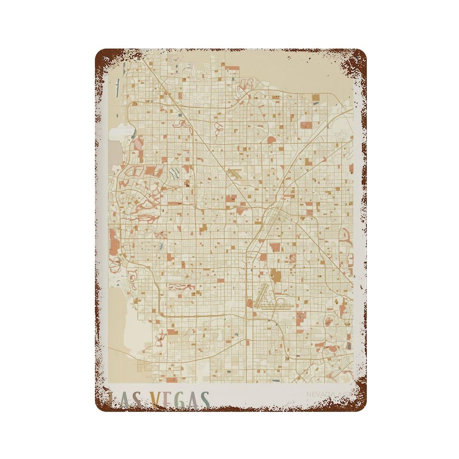 xiaoxiaoshen Las Vegas Map City Nevada Boho (2) Wall Decor Art Metal Tin Poster Modern Home Decor Art Home Bar Shop Decorations Vintage Sign 40x30cm