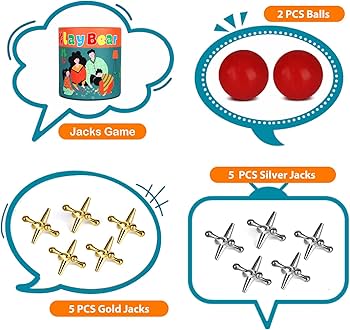Amazon.com: KlayBear Jacks Game with Ball, Retro Vintage Jax Game